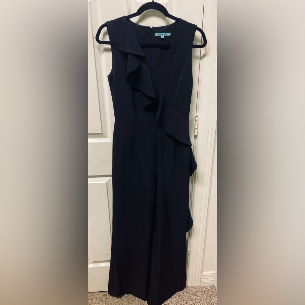 Black wide leg pant suit